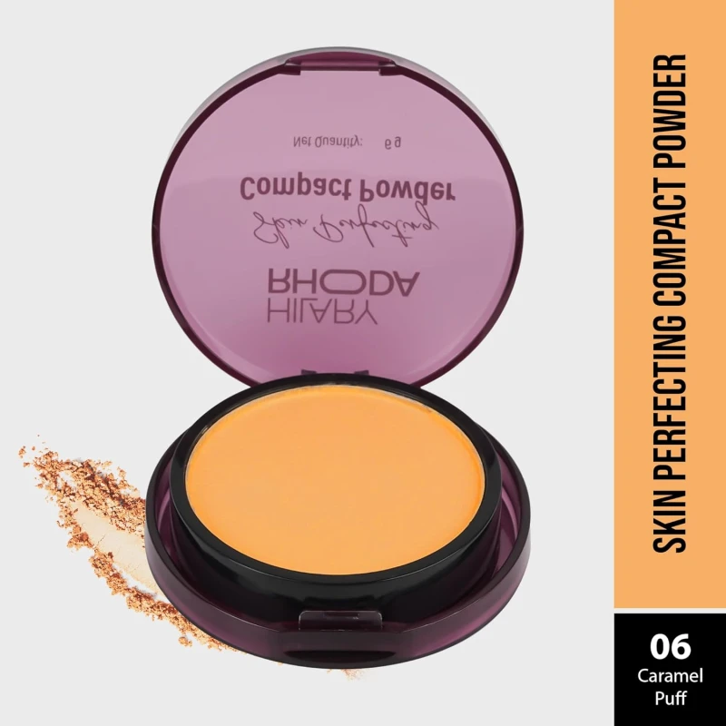Hilary Rhoda Skin Perfecting Compact Powder | Oil Control & Matte Finish | Buildable Coverage | Blends Easily | Hides Imperfections | 6g (Caramel Puff | Shade 06) thumbnail 2